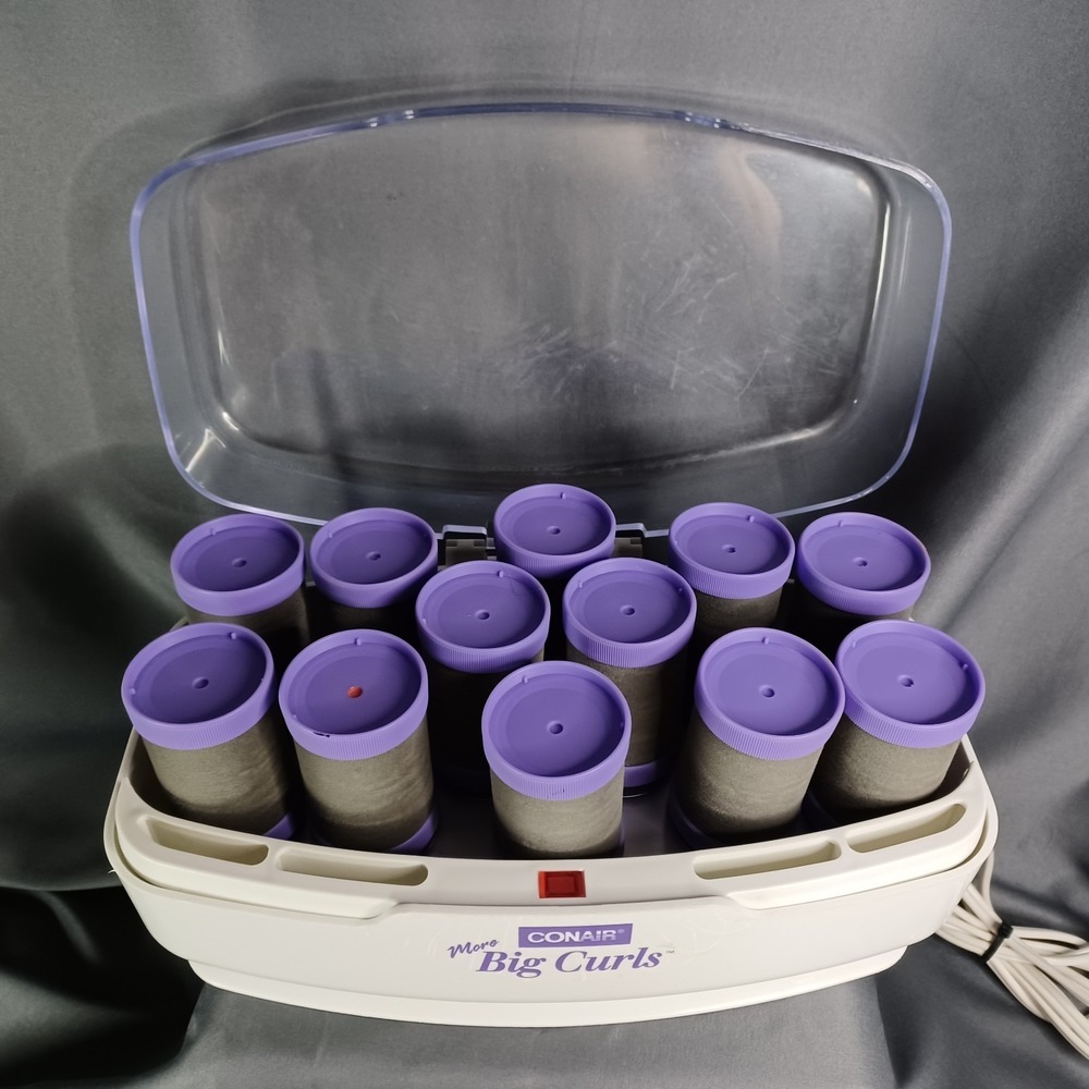 Conair More Big Curls Hot Rollers Purple Jumbo Heated Salon Style Pagent TESTED